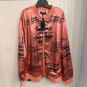 Women's Inspirational Satin Rose Bomber Jacket